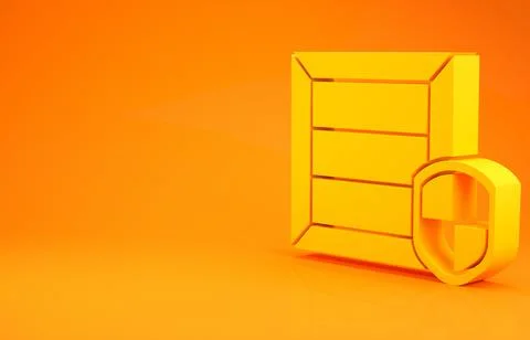 Yellow Delivery pack security with shield icon isolated on orange background. 库存插图