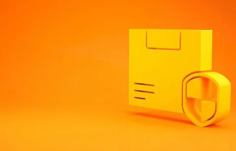 Yellow Delivery security with shield icon isolated on orange background. Deli Stock Illustration