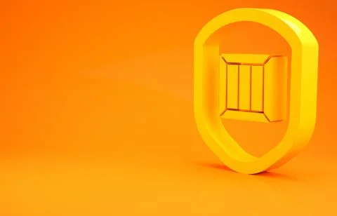 Yellow Delivery security with shield icon isolated on orange background. Deli 库存插图