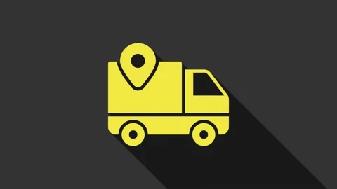 Yellow Delivery tracking icon isolated on grey background. Parcel tracking. 4K Stock Footage 147697302