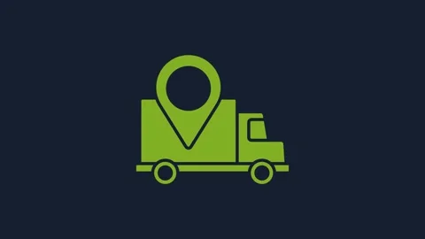 Yellow Delivery tracking icon isolated on blue background. Parcel tracking. 4K Stock Footage 232060458