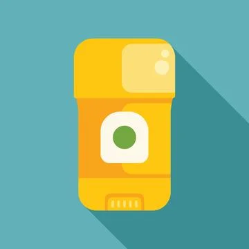 Yellow deodorant stick casting long shadow on turquoise background Stock Illustration