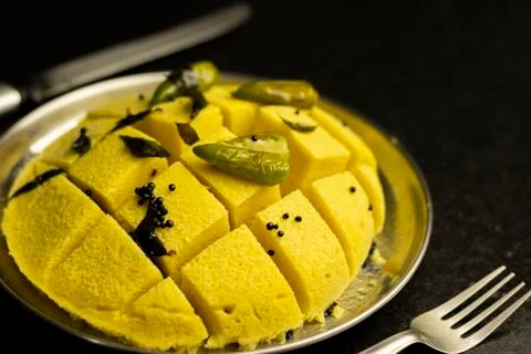 Yellow dhokla Foto stock