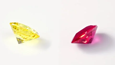 Yellow Diamond and Red Ruby Stock Footage 245845135