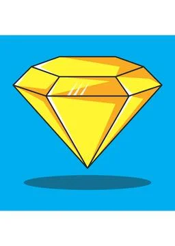 Yellow Diamond Gemstone Vector Graphic on Blue Background Stock Illustration