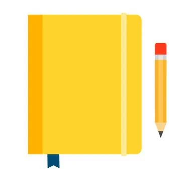Yellow diary on rubber band vector icon flat isolated Stock Illustration