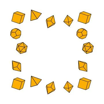 Yellow dice frame in square shape, hand drawn flat 스톡 일러스트