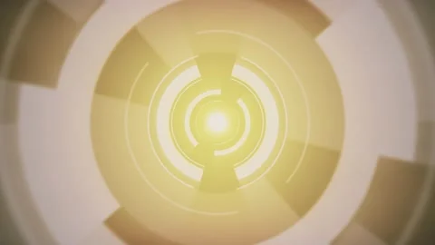 A Yellow digital abstract circular geometric shapes rotating Stock Footage 155227970