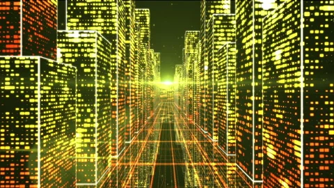 Yellow digital city 스톡 동영상 87759366