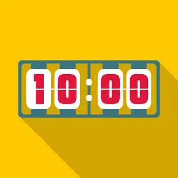 Yellow digital clock icon, flat style Illustrazione stock
