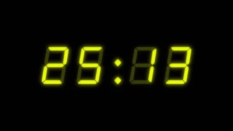 Yellow digital clockface with 4 digits. 30 seconds digital countdown timer Stock Footage 331049241