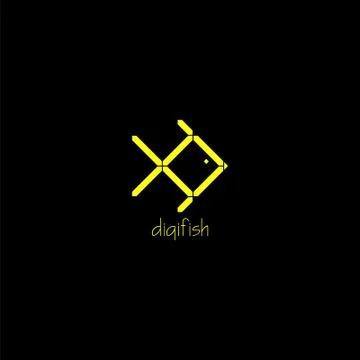 Yellow digital fish logo vector design Stock Illustration