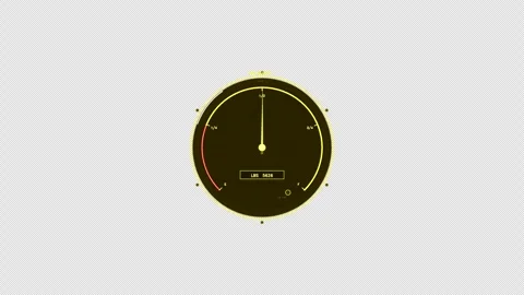 Yellow Digital Fuel Quantity Gauge HUD Element Stock Footage 334690503