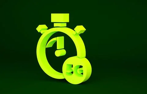 Yellow Digital speed meter concept with 5G icon isolated on green background. イラスト素材