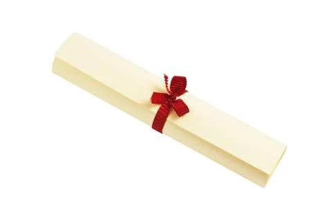 Yellow diploma scroll Stock Photos