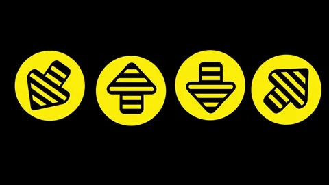 Yellow Directional Arrow Set Stock Footage 340297228