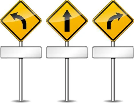 Yellow directional signs Stock Illustration