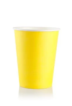 Yellow disposable cup Stock Photos