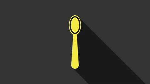 Yellow Disposable plastic spoon icon isolated on grey background. 4K Video Video stock 147700592