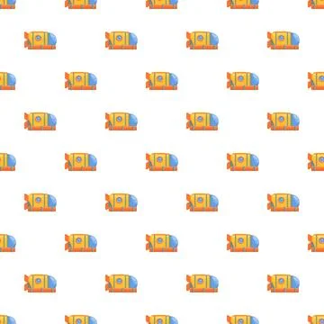 Yellow diving submarine seamless pattern for ocean exploration Stock Illustration