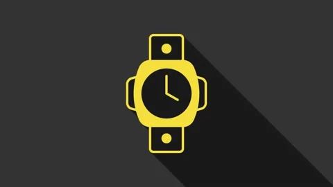 Yellow Diving watch icon isolated on grey background. Diving underwater 스톡 동영상 156442325