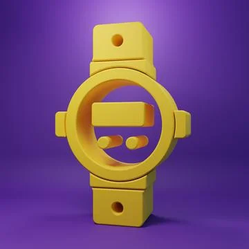 Yellow Diving watch icon isolated on purple background. Diving underwater e.. Stock Illustration