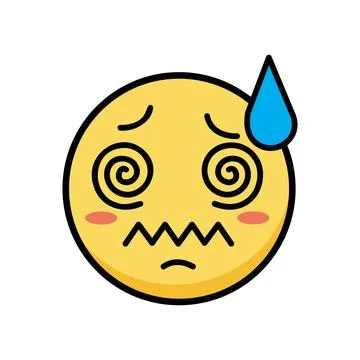 Yellow Dizzy Vector Bundle Emoji Face with Spiral Eyes and Zigzag Mouth for.. Stock Illustration