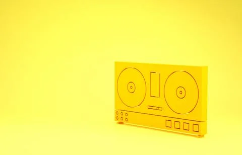 Yellow DJ remote for playing and mixing music icon isolated on yellow backgro Ilustração Stock