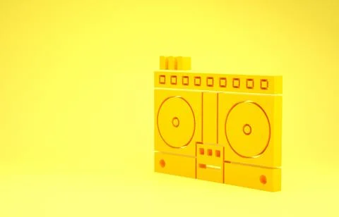 Yellow DJ remote for playing and mixing music icon isolated on yellow backgro Ilustração Stock