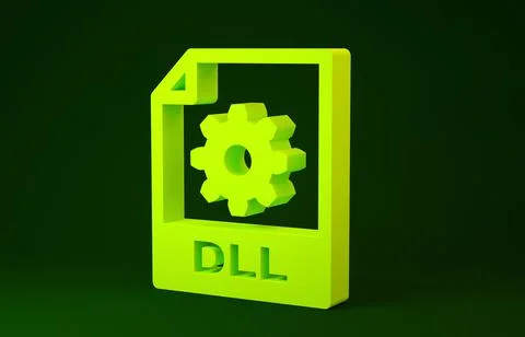 Yellow DLL file document. Download dll button icon isolated on green backgrou 스톡 일러스트