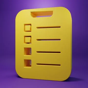 Yellow To do list or planning icon isolated on purple background. Minimalis.. Stock Illustration