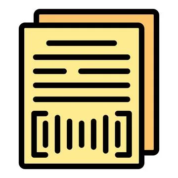 Yellow document containing important information with bar code for scanning Stock-Illustration