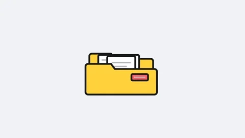 Yellow Document Folder Icon Flat Design Video stock 342585189