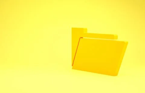 Yellow Document folder icon isolated on yellow background. Accounting binder  Illustrazione stock