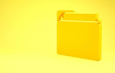 Yellow Document folder icon isolated on yellow background. Accounting binder  스톡 일러스트