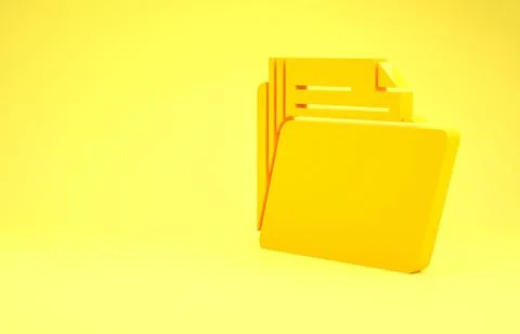 Yellow Document folder icon isolated on yellow background. Accounting binder  Stock-Illustration