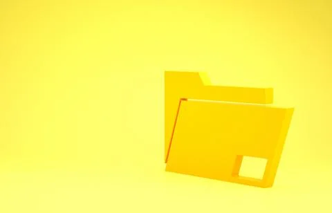Yellow Document folder icon isolated on yellow background. Accounting binder  스톡 일러스트