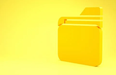 Yellow Document folder icon isolated on yellow background. Accounting binder  Stock Illustration