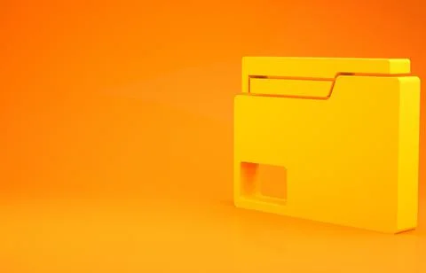 Yellow Document folder icon isolated on orange background. Accounting binder  Stock-Illustration