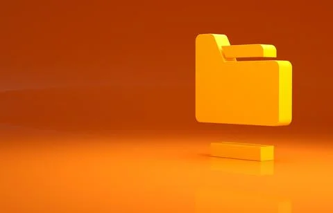 Yellow Document folder icon isolated on orange background. Accounting binder Stock-Illustration