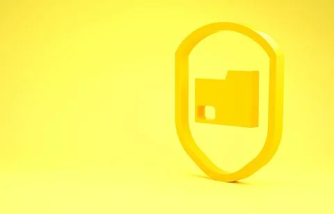 Yellow Document folder protection concept icon isolated on yellow background. Illustrazione stock