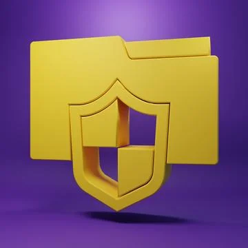Yellow Document folder protection concept icon isolated on purple backgroun.. 库存照片