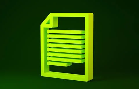 Yellow Document icon isolated on green background. File icon. Checklist icon. Stock Illustration