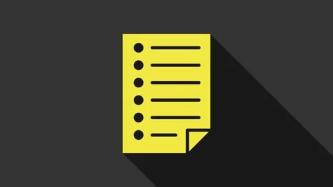 Yellow Document icon isolated on grey background. File icon. Checklist icon Stock Footage 147691287