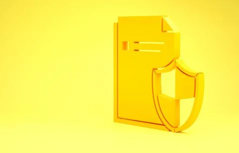 Yellow Document protection concept icon isolated on yellow background. Confid Stock Illustration