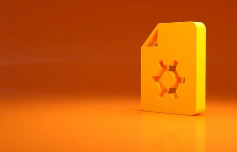 Yellow Document settings with gears icon isolated on orange background. Software Stock Illustration