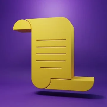Yellow Document with shield icon isolated on purple background. Insurance c.. Foto stock