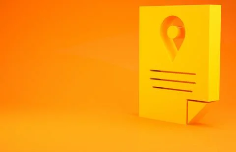 Yellow Document tracking marker system icon isolated on orange background. Pa Stock Illustration