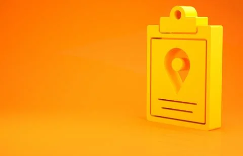 Yellow Document tracking marker system icon isolated on orange background. Pa 库存插图