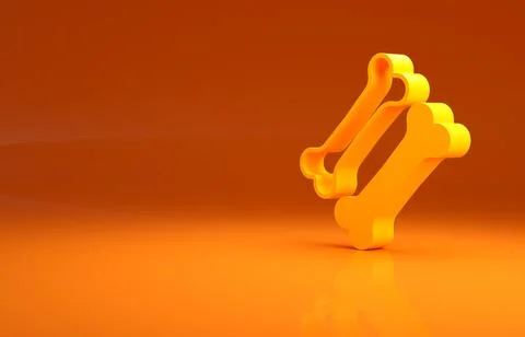 Yellow Dog bone icon isolated on orange background. Pets food symbol. Minimalism Illustrazione stock